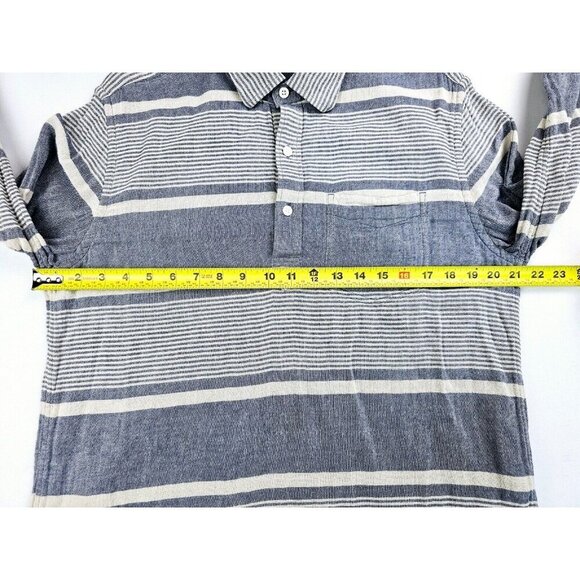 Jack Spade New York Size Medium Mens Blue White Flannel Stripe Long Sleeve Polo - Picture 3 of 10